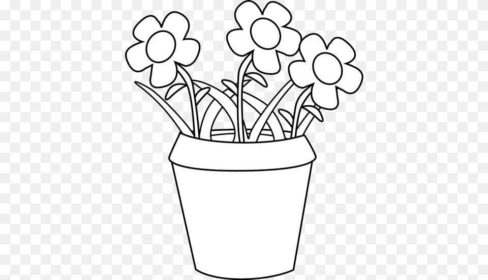 Svg Black And White Clipart Flower Pot Flowers Pot Clipart Black And White, Plant, Potted Plant, Ammunition, Grenade Png Image