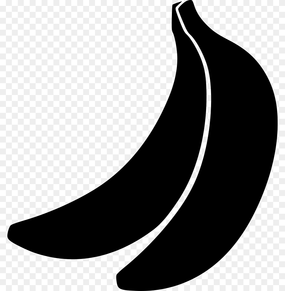 Svg Black And White Download Bananas Clipart Fresh Banana, Food, Fruit, Plant, Produce Free Png