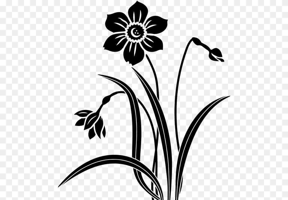 Svg Black And White Flowers Black Flowers Vector, Gray Png