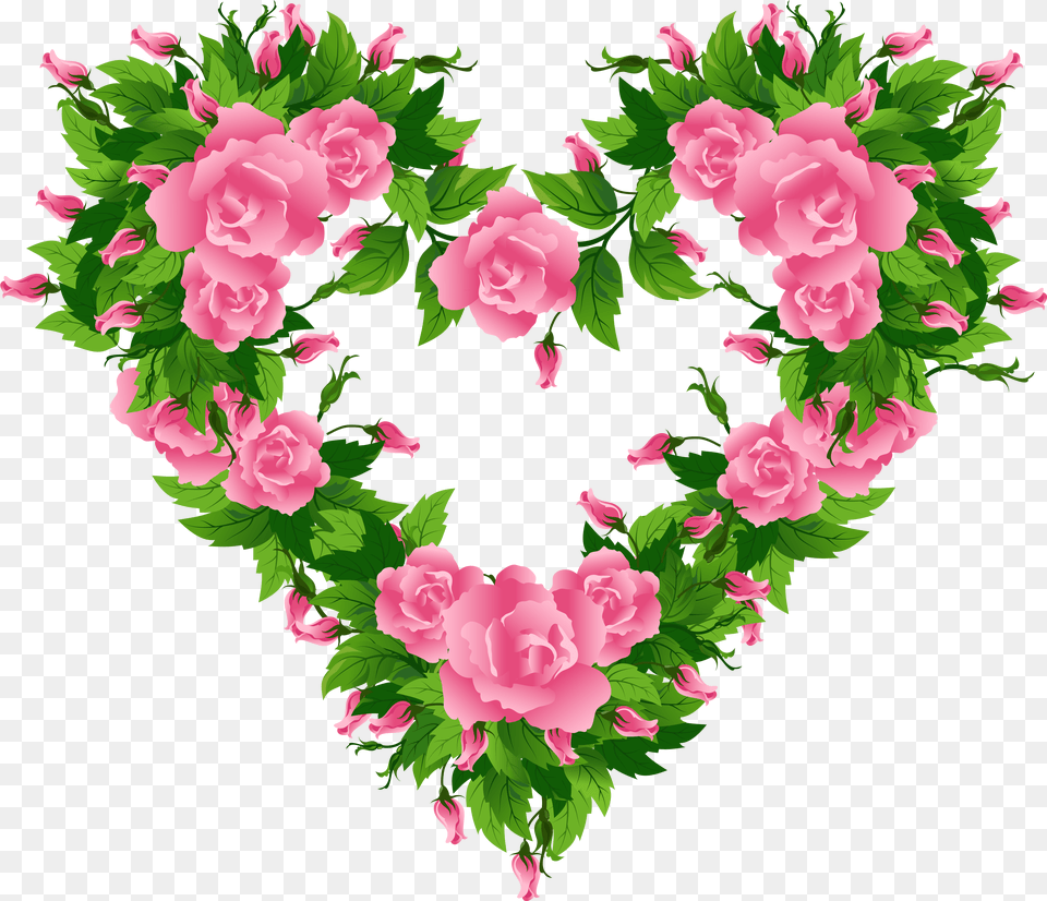 Svg Black And White Library Pink Roses Heart Decor Coracao Com Rosas, Flower, Plant, Rose, Pattern Free Png Download