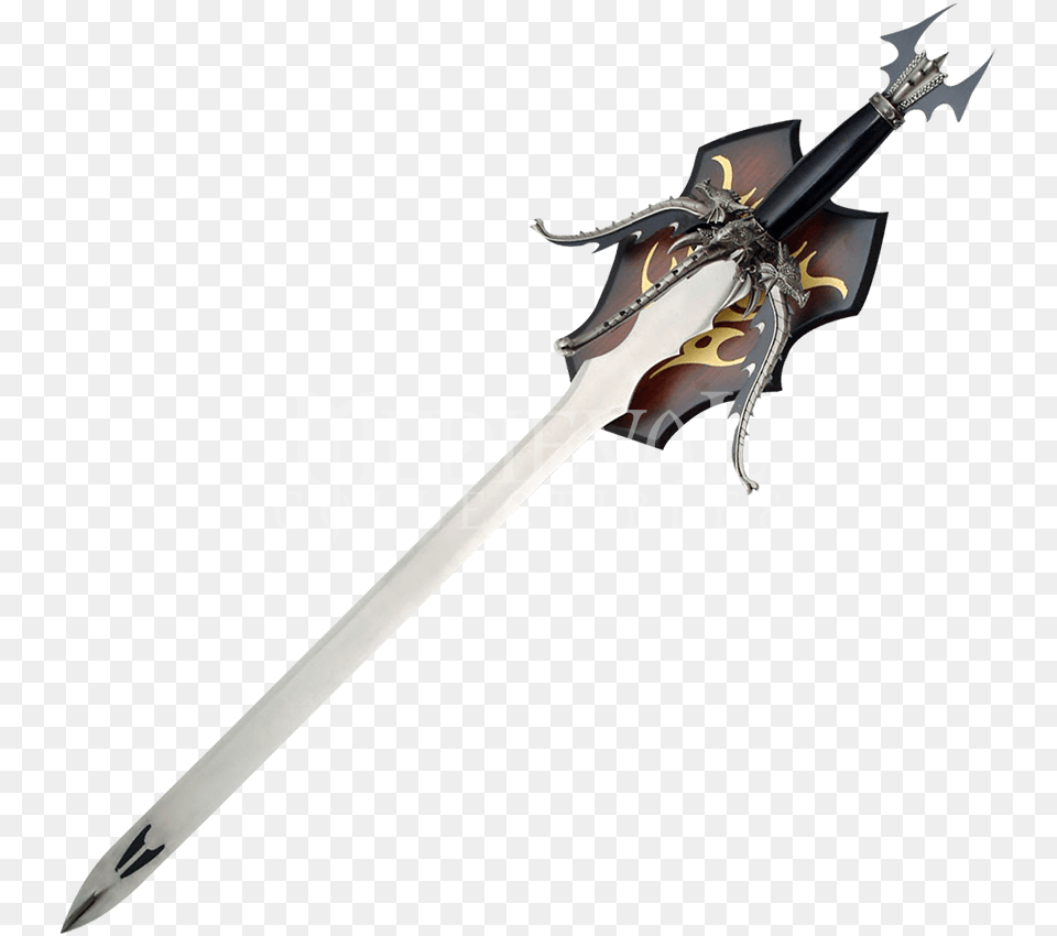 Svg Black And White Quadruple Headed Sword Dragon Sword, Weapon, Blade, Dagger, Knife Png Image