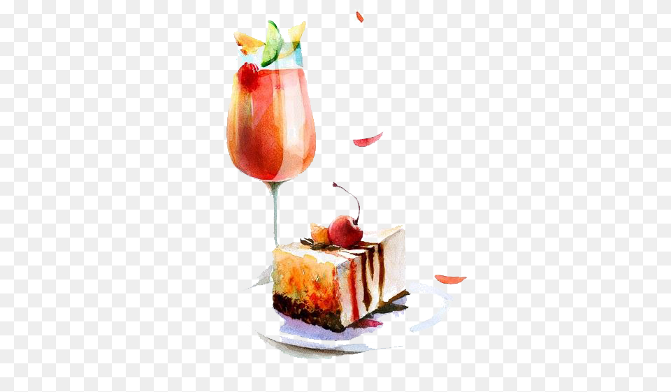 Svg Cocktail Drawing Food Birthday Wishes With A Cake And Wine, Food Presentation, Fruit, Glass, Plant Free Transparent Png