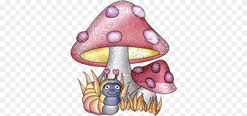 Svg Dessins Champignons Mushrooms Cartoon Caterpillar With Mushroom, Agaric, Fungus, Plant Free Png Download