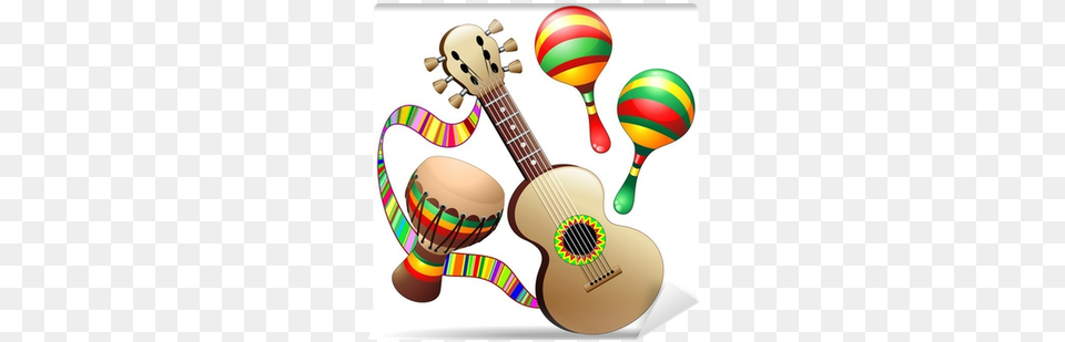 Svg Freeuse And Bongo Chitarra E Percussioni Wall Mural Mexican Musical Instruments Clipart, Guitar, Musical Instrument Png