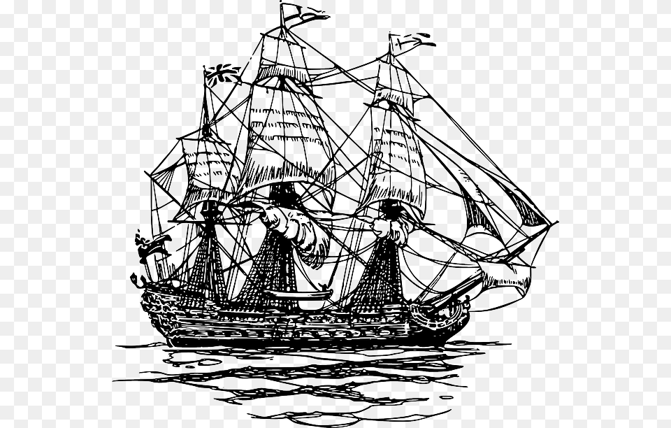 Svg Freeuse Image On Pixabay Ship Pirate Ships Black And White, Art, Boat, Drawing, Transportation Png