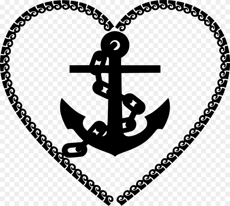 Svg Heart Anchor Heart Anchor, Gray Free Png