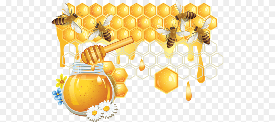 Svg Library Abeilles Abeja Abelha Bees Honey Bee And Honey, Food, Honeycomb, Animal, Honey Bee Free Png Download