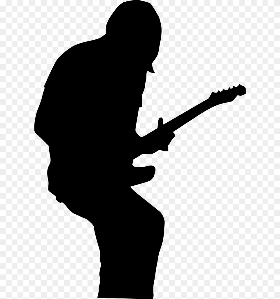 Svg Library Black Silhouette Guitarist Panda Gitaris Vector, Gray Png