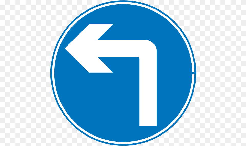 Svg Road Signs 13 Clip Art Must Turn Left Sign, Symbol, Disk, Road Sign Free Png
