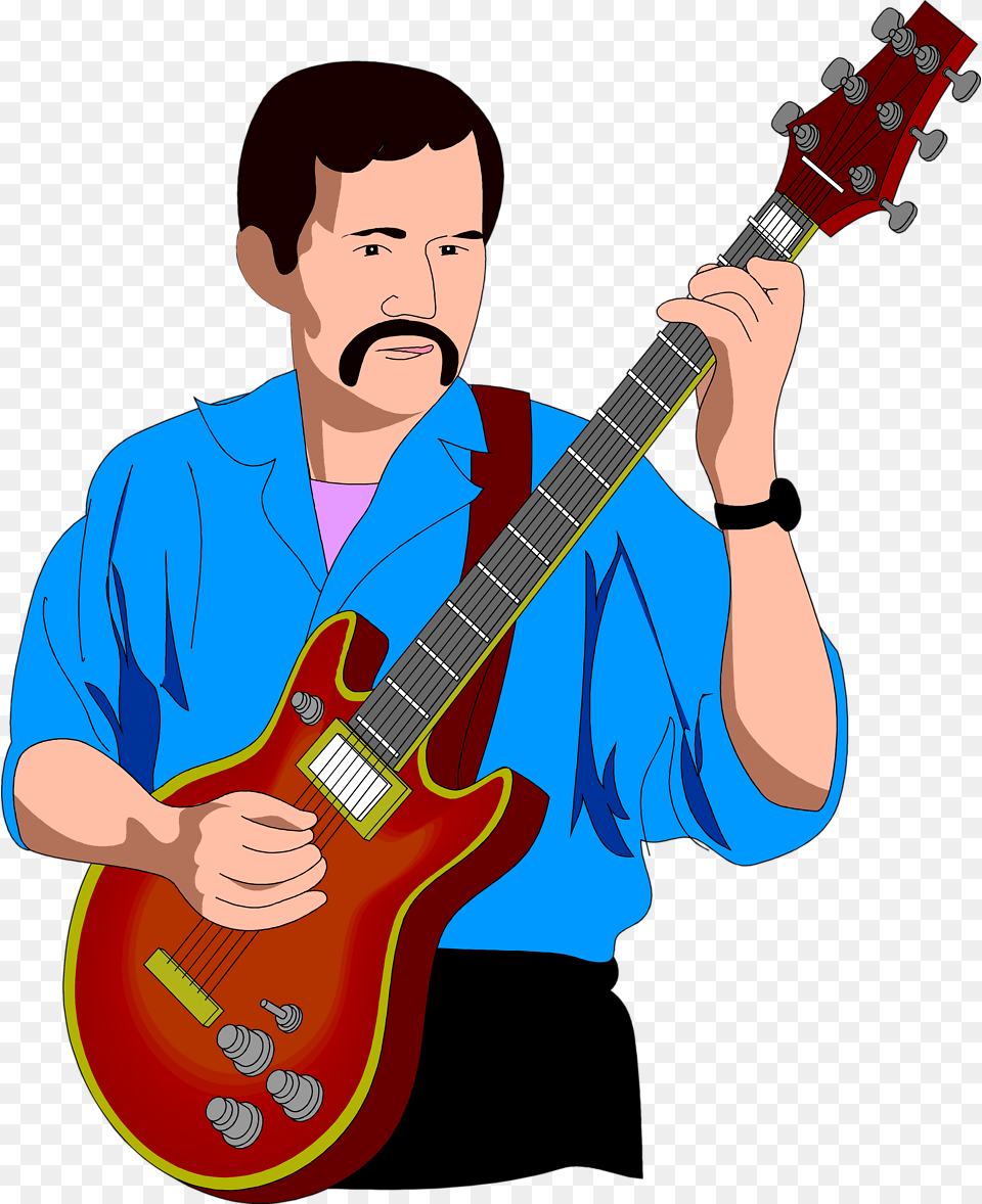 Svg Royalty Library Clipart Playing Playing Guitar Clipart, Musical Instrument, Bass Guitar, Adult, Male Free Transparent Png