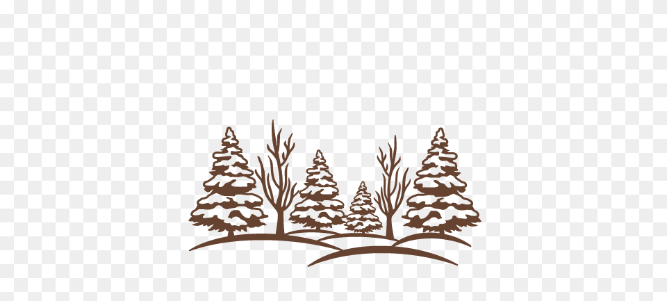 Svg Silhouette Grass Picture Tree Winter Scene Silhouette, Fir, Plant, Pine Png Image