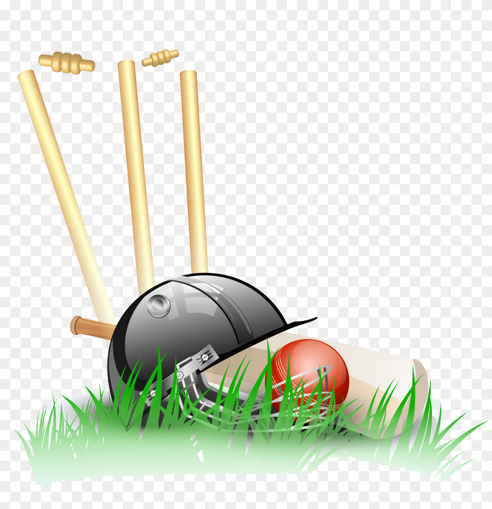 Svg Stock Cricket Clipart Hit Wicket Cricket, Grass, Plant, Croquet, Sport Free Png