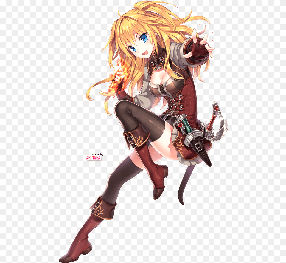 Svg Transparent Anime Girl With Sword And Dagger Google Warrior Anime Girl Blonde Hair Blue Eyes, Adult, Publication, Person, Woman Free Png Download