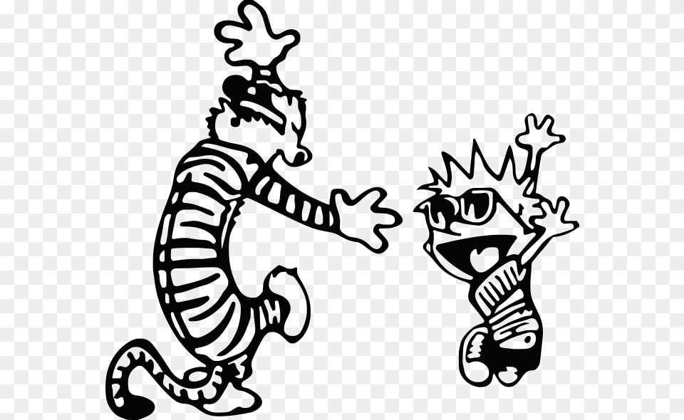 Svgs For Geeks Calvin And Hobbes Dancing Final, Animal, Mammal Free Png