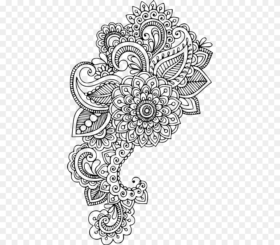 Svgs For Geeks Floral Mandala Dream Catcher Mandala Paisley Tattoo Designs, Gray Free Png