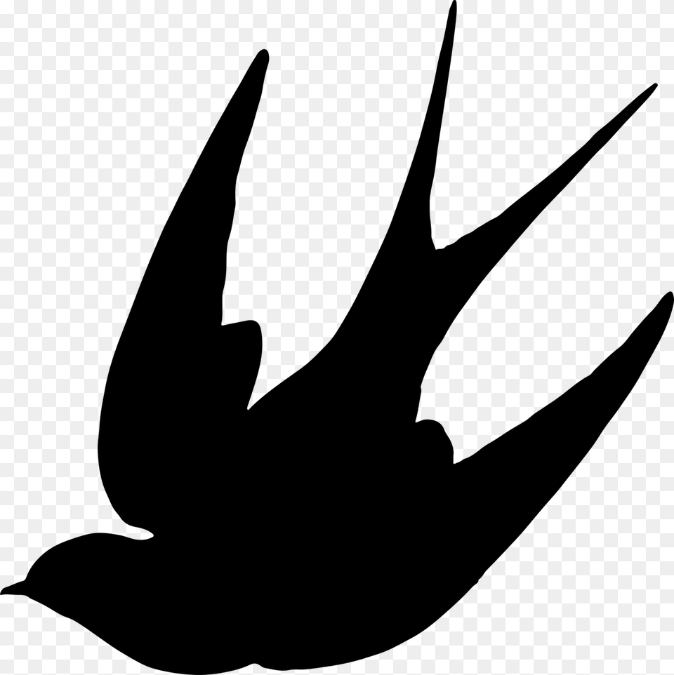 Swallow Bird Silhouette Clip Art Swallow Silhouette, Gray Free Transparent Png