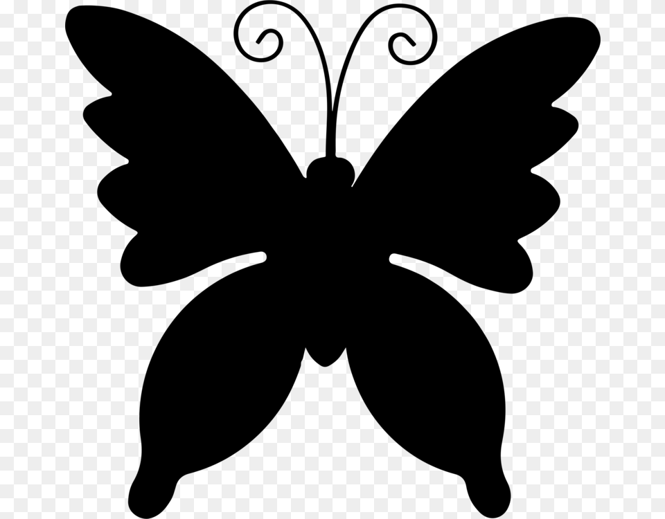 Swallowtail Butterfly Stencil Monarch Butterfly Template Free, Gray Png Image