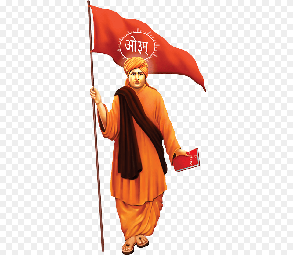 Swami Dayanand With Flag, Adult, Person, Man, Male Free Png Download
