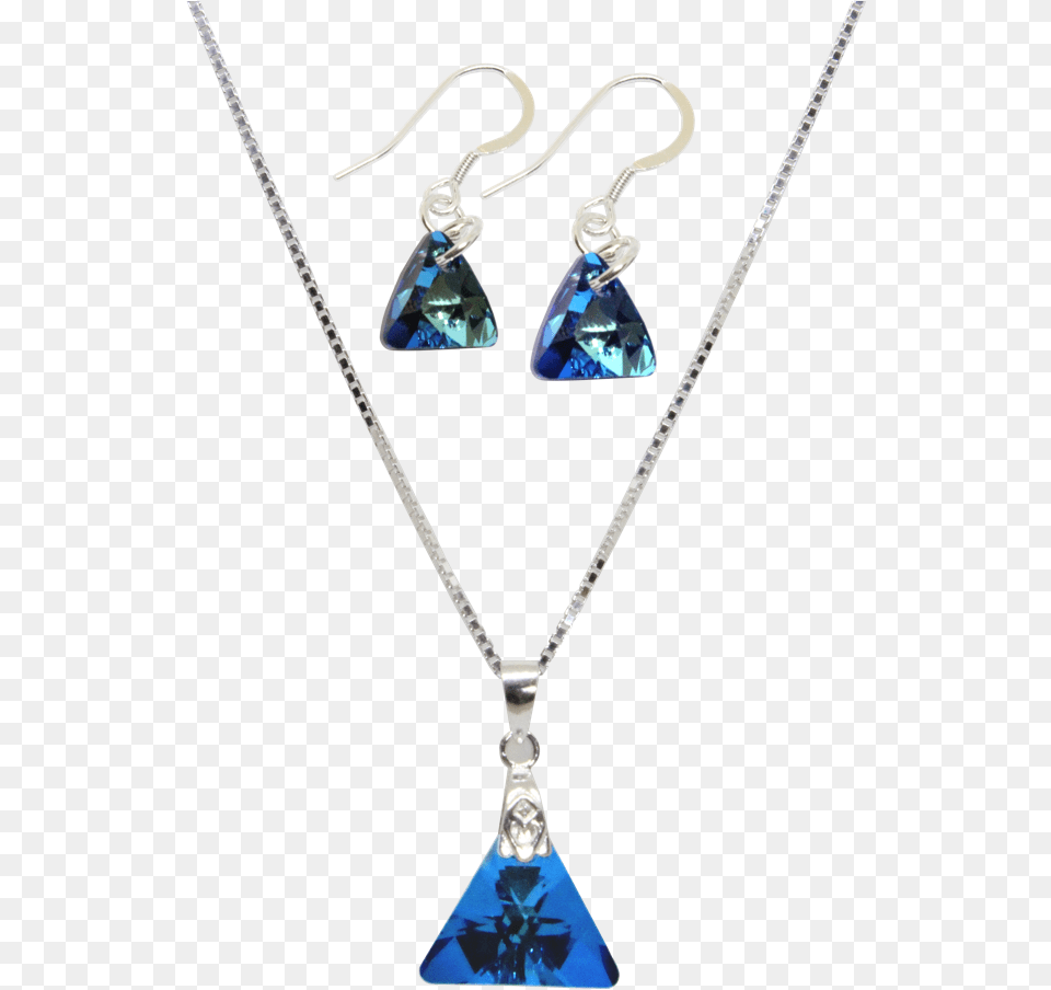 Swarovski Crystal Bermuda Blue Triangle Drop Pendant Earrings, Accessories, Jewelry, Earring, Necklace Png