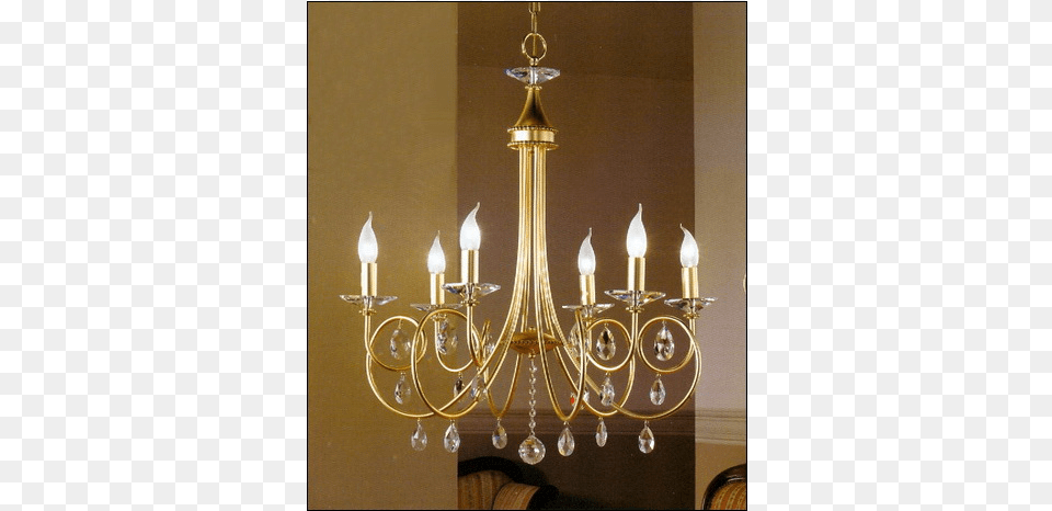 Swarovski Crystal Chandelier Orion Violetta Chandelier Six Bulbs Gold, Lamp Png