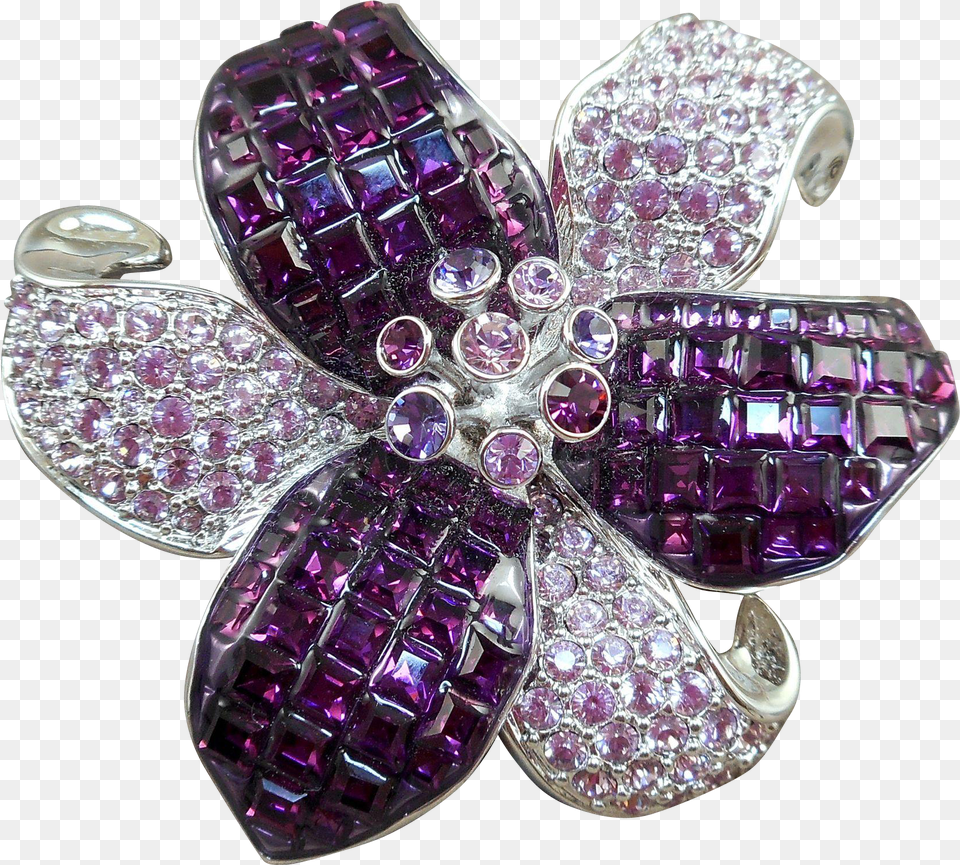 Swarovski Crystal Flower Brooch, Accessories, Jewelry, Gemstone, Amethyst Png
