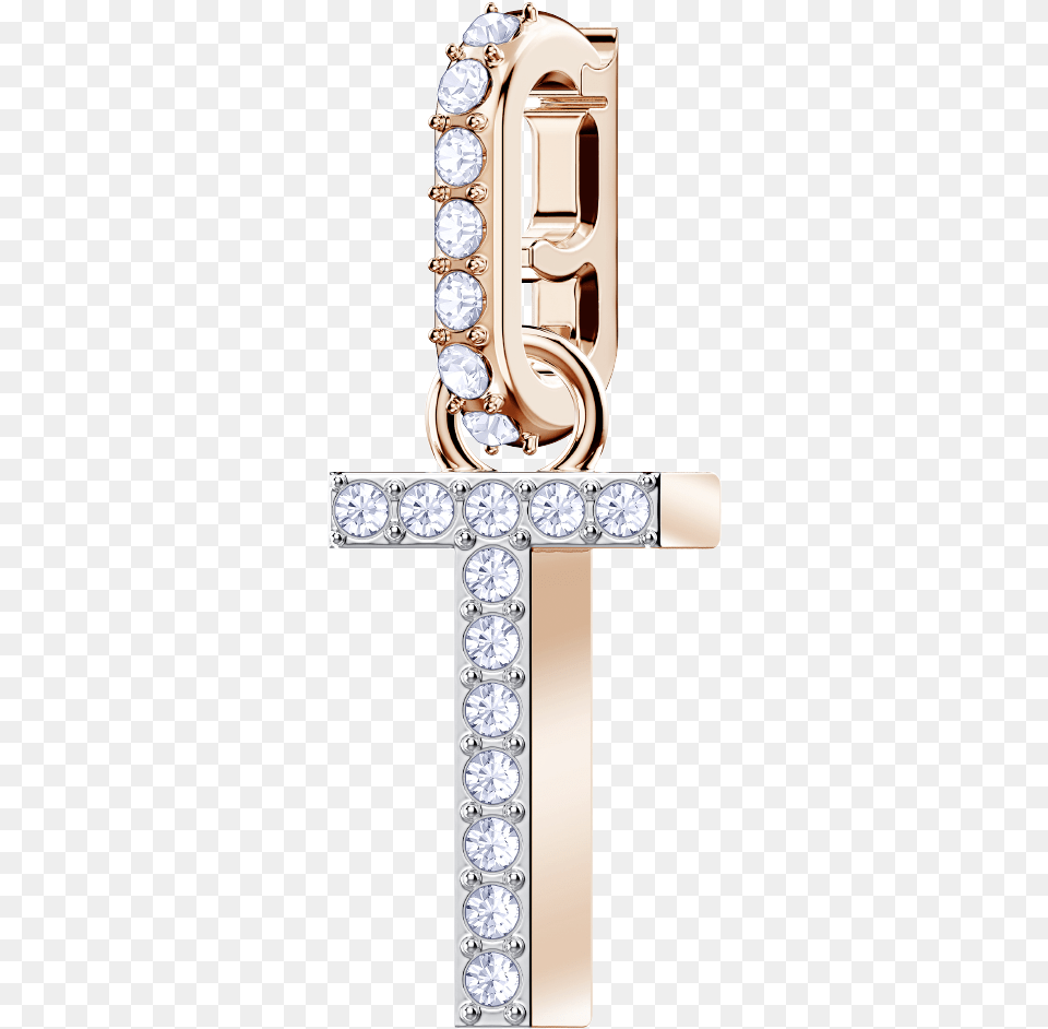 Swarovski Remix Collection Charm T White Rose Gold Plating Solid, Accessories, Cross, Diamond, Gemstone Free Png