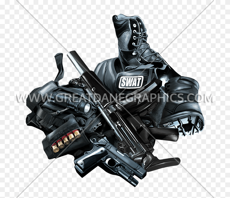 Swat Layout Production Ready Artwork For T Shirt Printing Motorcycle, Firearm, Weapon, Gun, Handgun Png Image