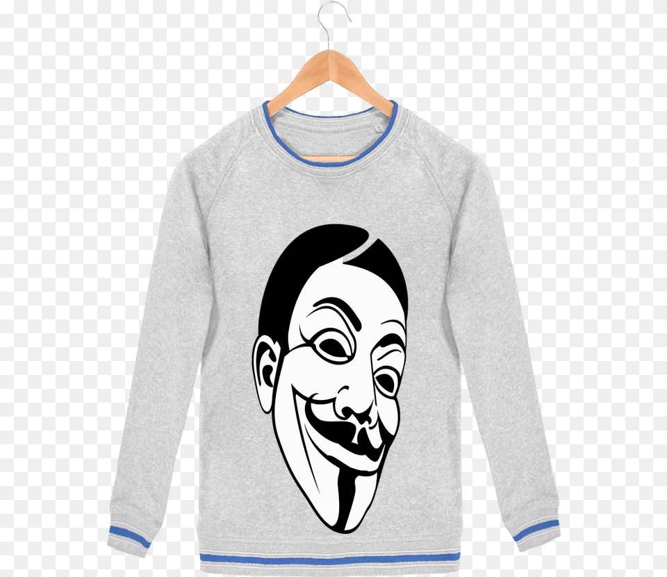 Sweat Col Rond Homme Stanley Strolls Tipped Guy Fawkes Sweatshirt, T-shirt, Clothing, Long Sleeve, Sleeve Png