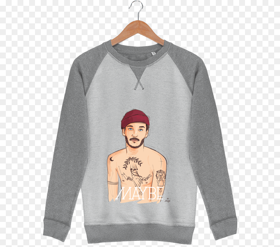 Sweat French Terry Maybe By 13octobre Sweatshirt, Clothing, Sweater, Sleeve, Knitwear Free Png Download