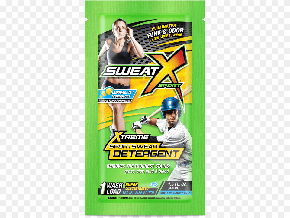 Sweat X On The Go Pouch Sweat X 45oz Stain And Odor Eliminating Laundry Detergent, Advertisement, Poster, Adult, Female Free Png