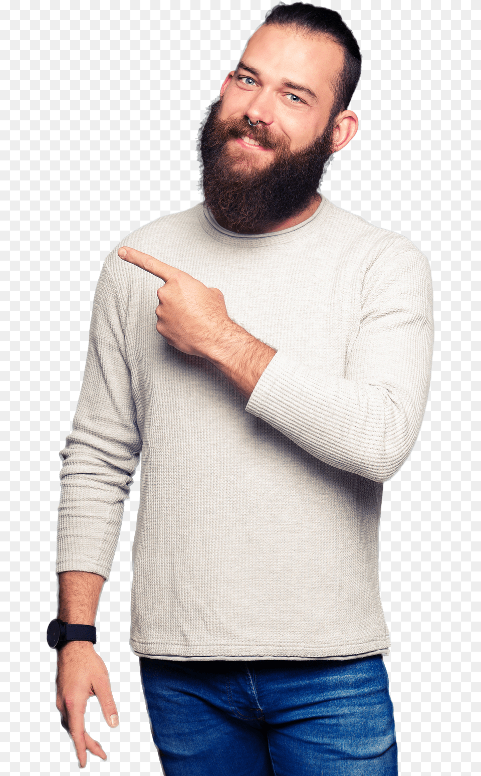 Sweater, Beard, Person, Face, Head Png