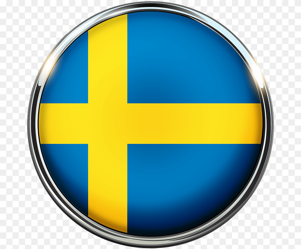 Sweden Flag Country Countries Yellow Sverige Flagga, Logo, Symbol, Disk Free Png Download