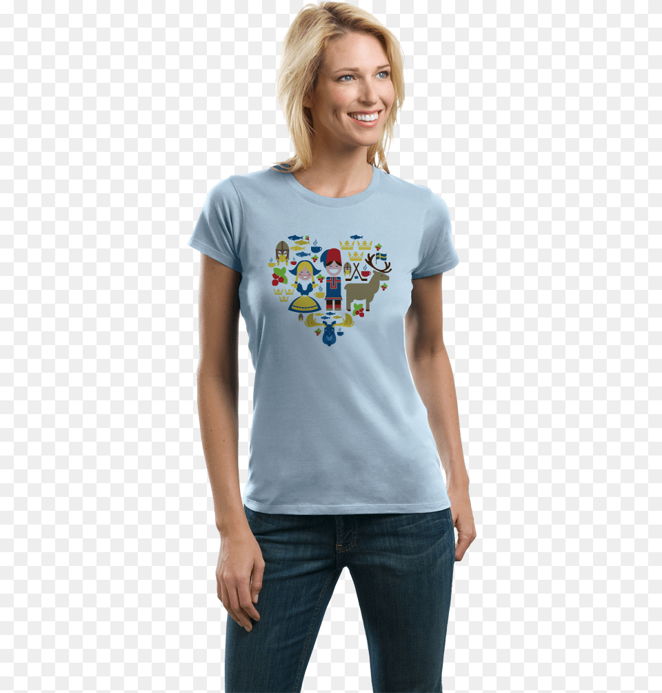 Sweden Icon Heart Swedish Love Pride Symbols Culture Cute Short Sleeve, Jeans, Clothing, T-shirt, Pants Free Transparent Png