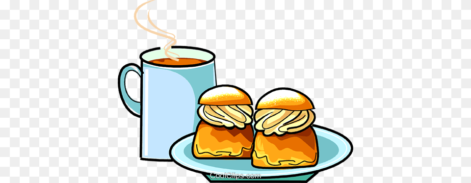 Swedish Selma Cream Buns Royalty Vector Clip Art Illustration, Cup, Food, Meal, Beverage Free Png