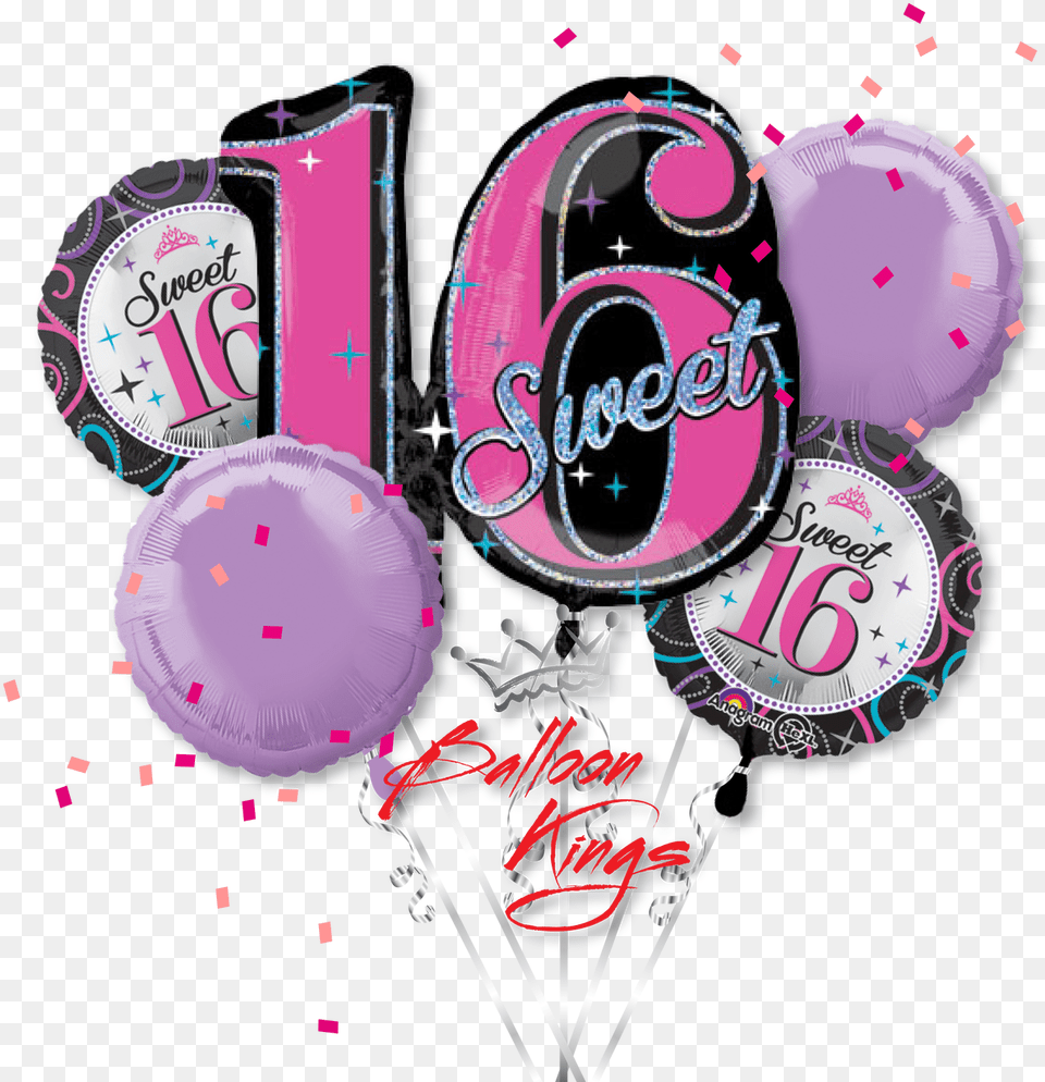 Sweet 16 Bouquet Sweet 16th Birthday Balloon, Text, Purple, Number, Symbol Png