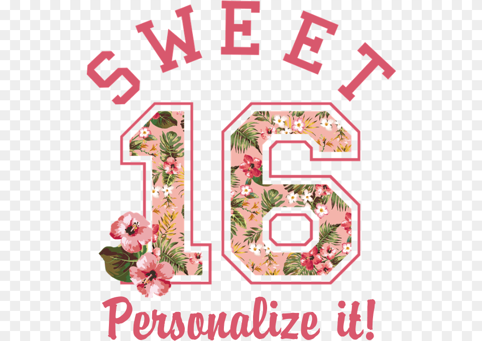 Sweet 16 Mugs Floral Design, Number, Symbol, Text Free Png