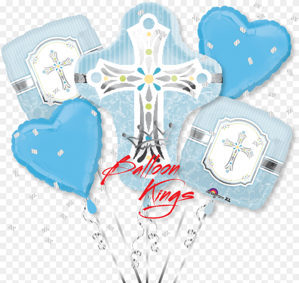 Sweet Baby Christening Blue Cross Bouquet, Balloon Free Png Download