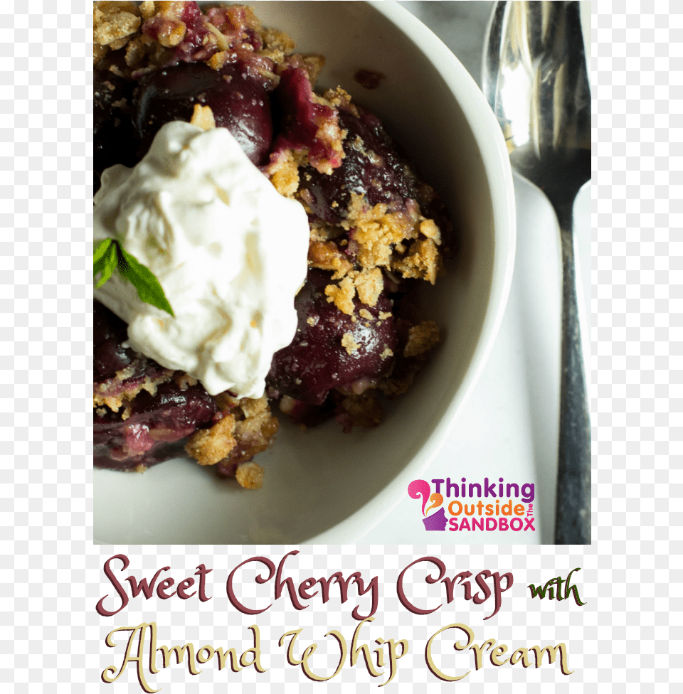 Sweet Cherry Crisp Recipe With Almond Whip Cream Whipped Cream, Berry, Blueberry, Food, Fruit Png Image