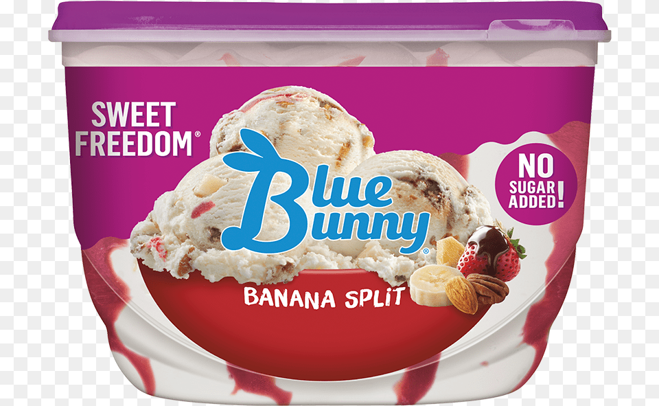 Sweet Freedom Banana Split Blue Bunny Monster Cookie Mash, Cream, Dessert, Food, Ice Cream Free Png