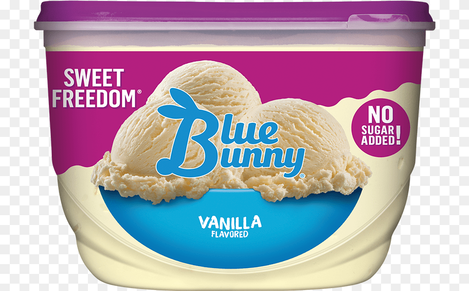 Sweet Freedom Vanilla Blue Bunny No Sugar Added Vanilla Ice Cream, Dessert, Food, Ice Cream Png