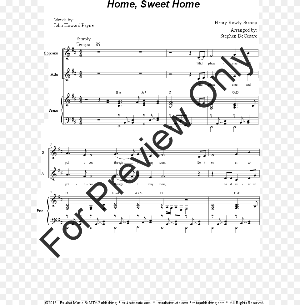 Sweet Home Thumbnail Courtly Dance And Procession For Clarinet, Text, Sheet Music Png