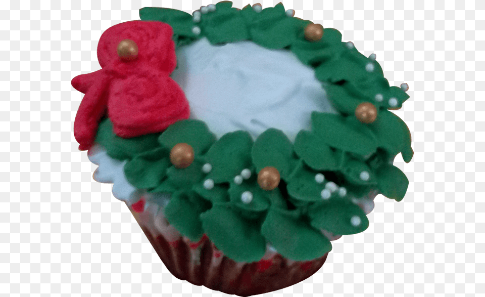 Sweet Life Christmas Wreath Cupcake, Cake, Cream, Dessert, Food Free Png Download