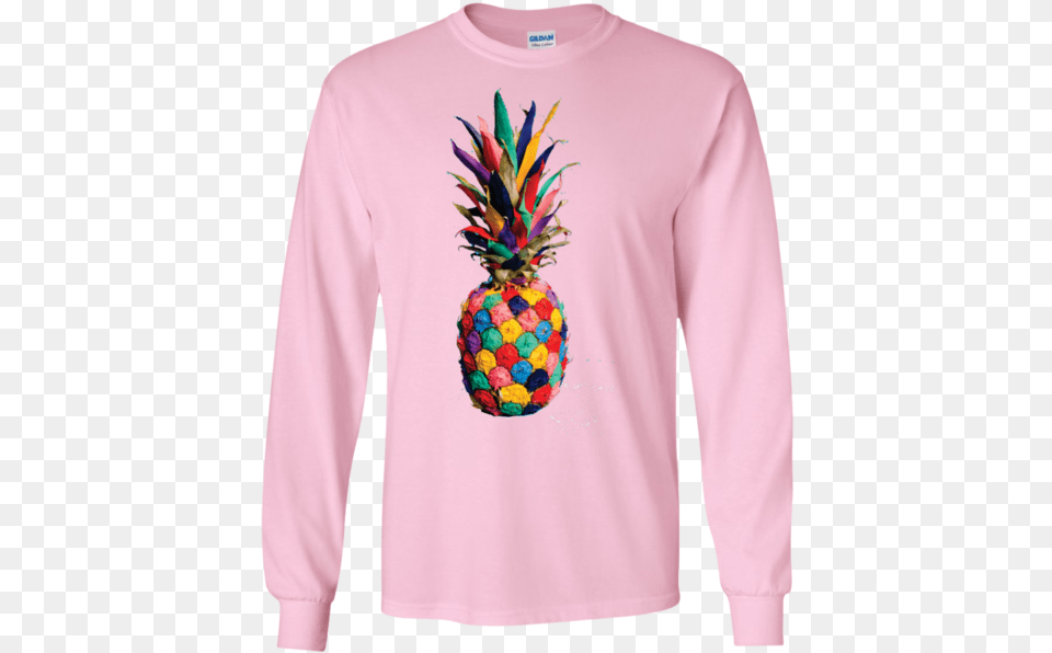 Sweet Life Guys Long Sleeve T Shirt Colorful Pineapple, Food, Fruit, Plant, Produce Free Png