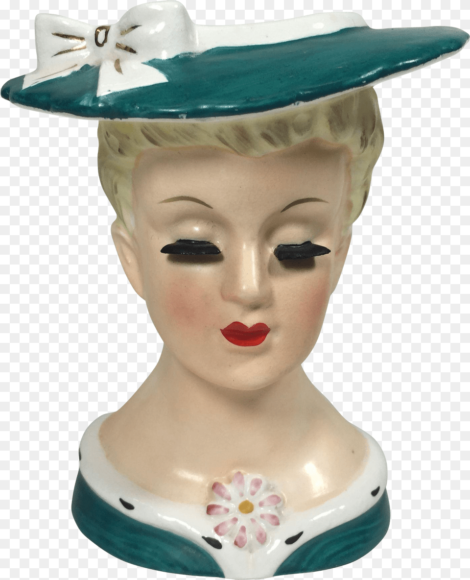 Sweet Napco Lady Head Vase W Green Suit Amp Hat Vase, Art, Clothing, Pottery, Porcelain Free Transparent Png