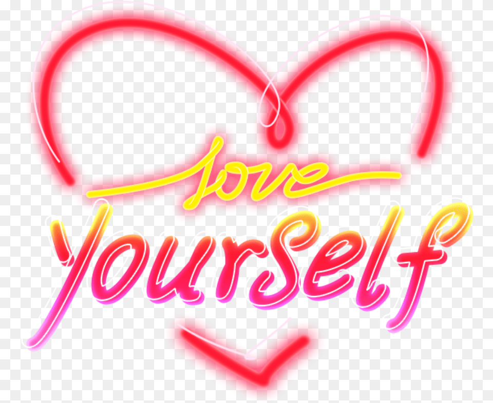 Sweet Neon Love Yourself Colorful Lightning Starlight Heart, Light, Dynamite, Weapon Png Image