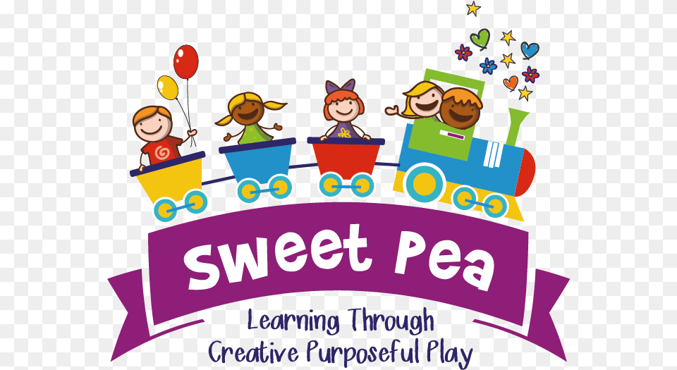 Sweet Pea Nursery Train Logo Cartoon, People, Person, Advertisement, Poster Free Png
