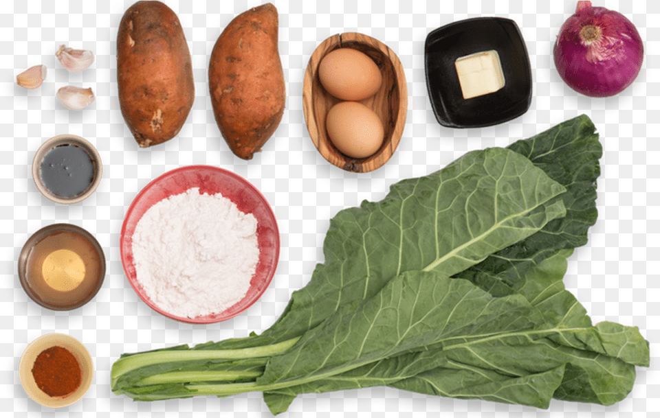 Sweet Potato Amp Collard Green Hash With Sunny Side Up Spinach, Egg, Food, Produce, Bread Png Image