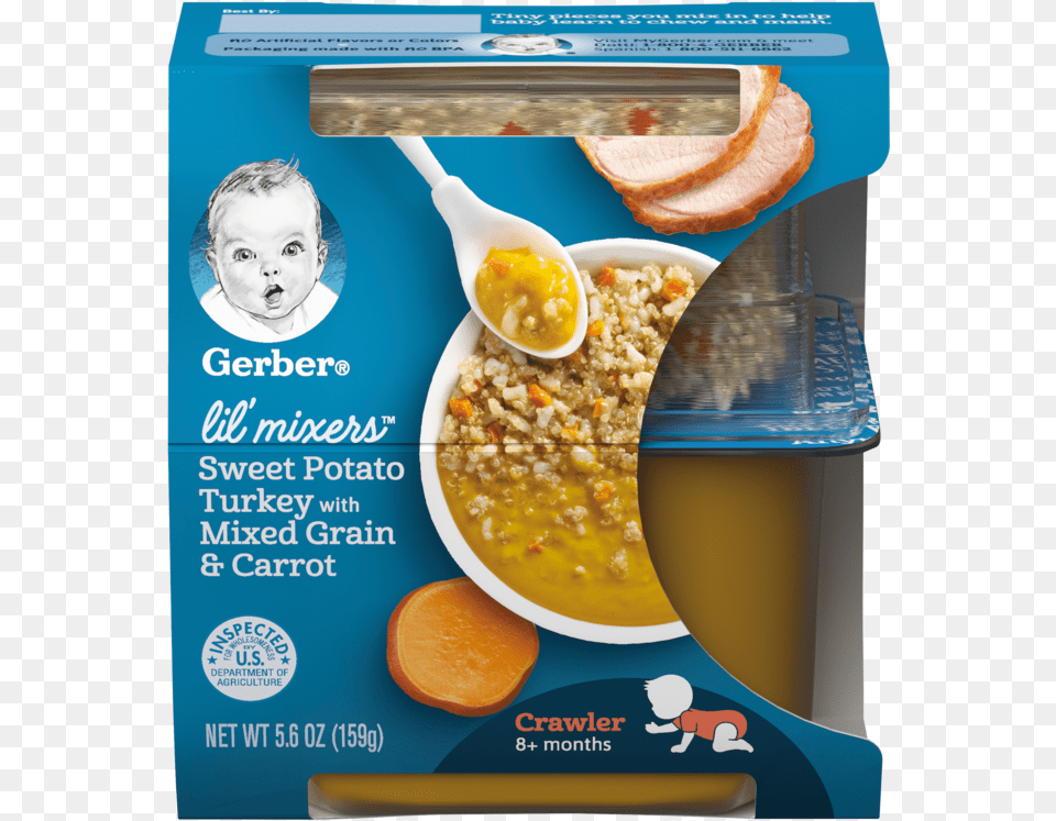 Sweet Potato Turkey With Mixed Grain Amp Carrot Gerber Baby Food Stages, Meal, Spoon, Cutlery, Person Png