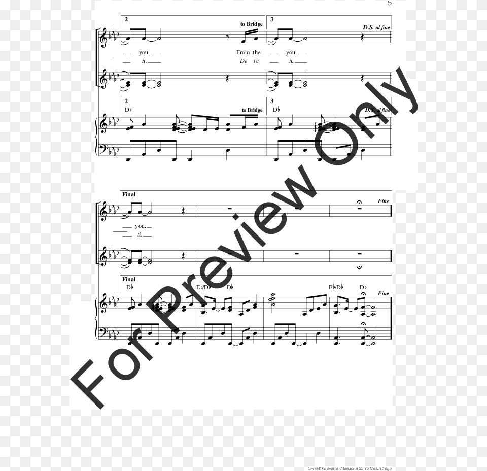 Sweet Redeemer Jesucristo Yo Me Entrego Thumbnail Sheet Music, Sheet Music Png Image