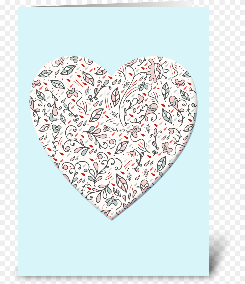 Sweet Vintage Flower Heart Greeting Card Heart, Pattern, Plate Free Png Download